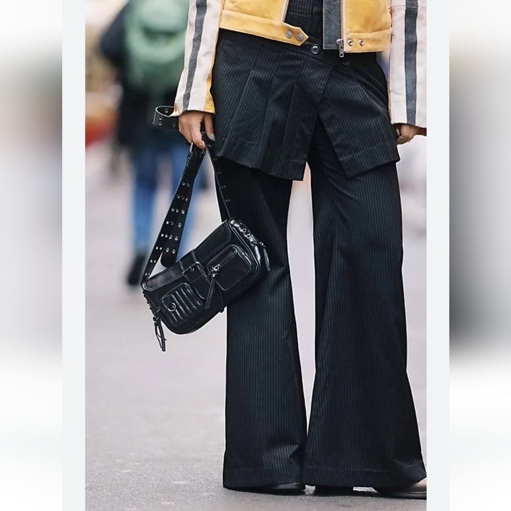 NWOT Free People Korina Skirt Trousers in Black Pinstripe Size 0 $168